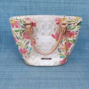 Brahmin Small Bowie Leather Floral Satchel